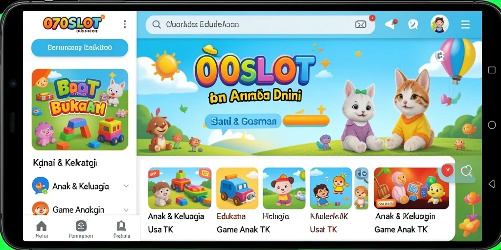 Antarmuka permainan edukatif yang menarik untuk anak.