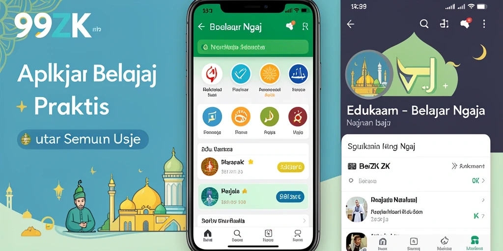 Antarmuka aplikasi 99ZK yang sederhana dan intuitif untuk belajar mengaji.